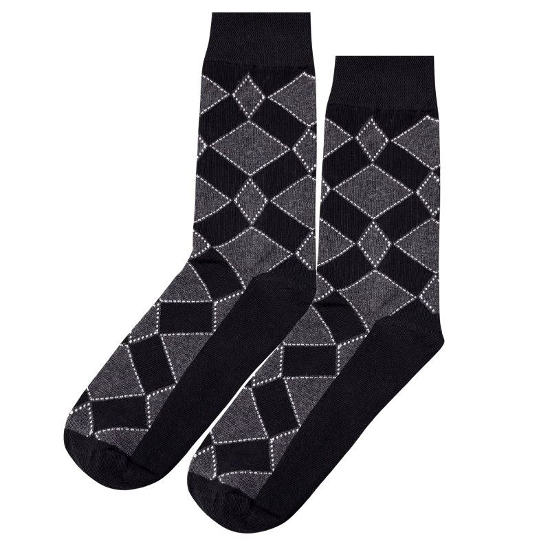 Black Grey Print Socks