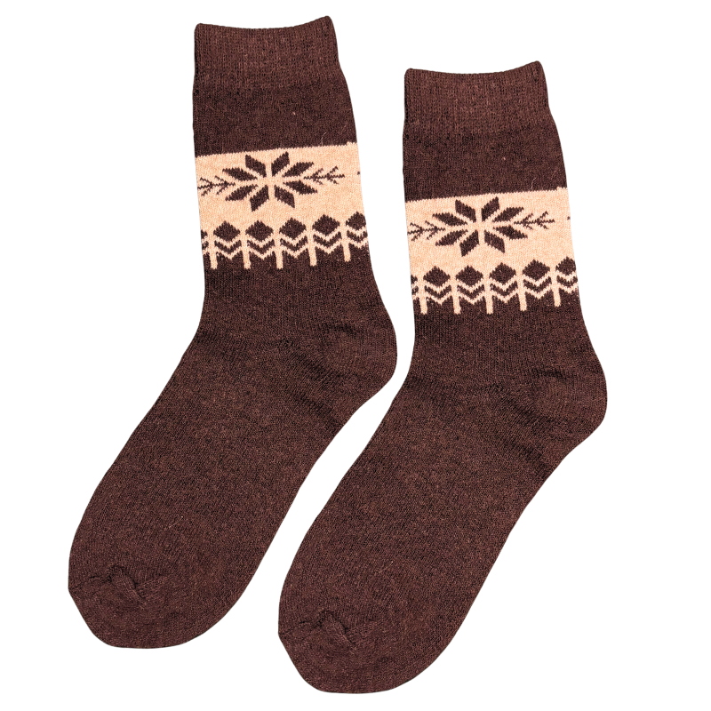 Brown Snowflake Socks