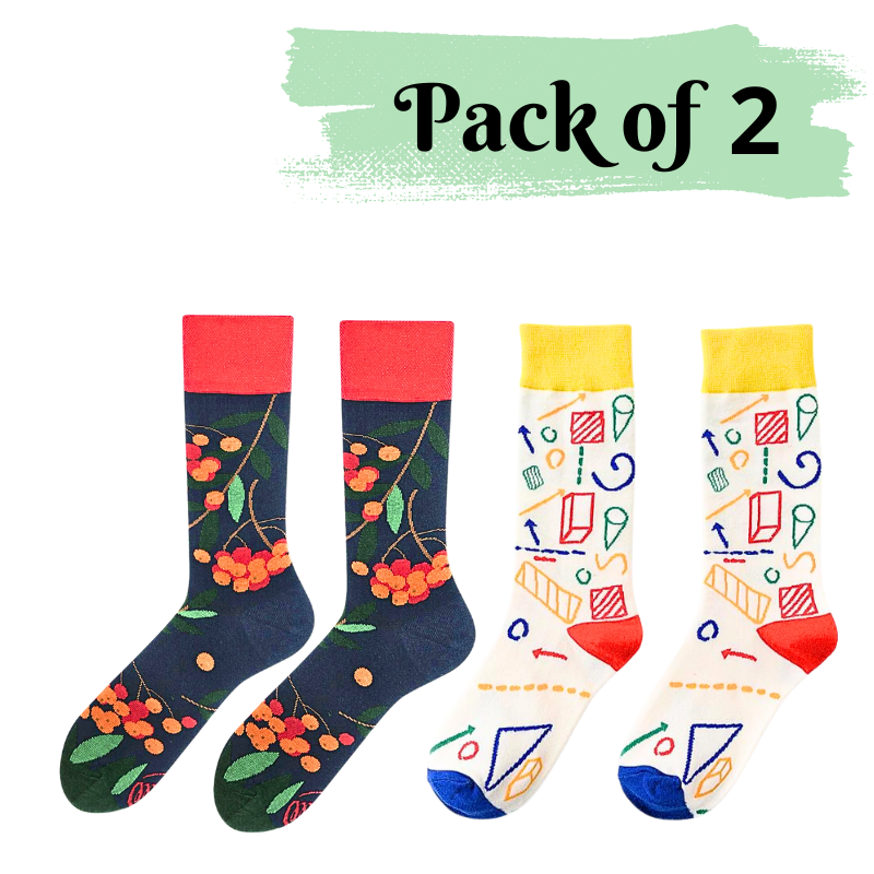 Cherry & Geometry Socks