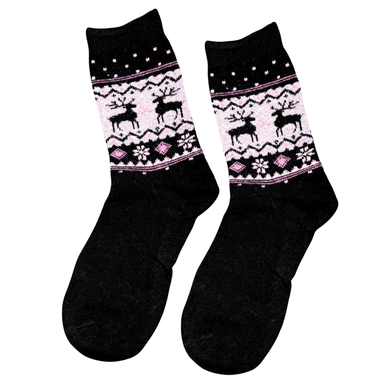 Black Reindeer Wool Socks