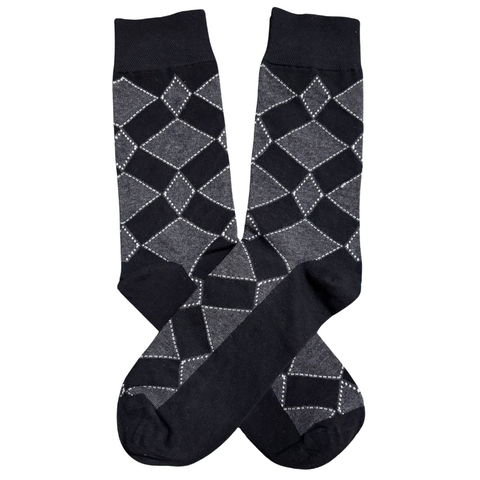 Black Grey Print Socks