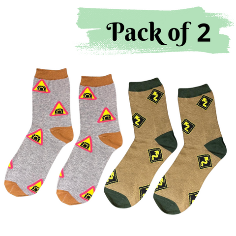 Grey & Olive Green Socks