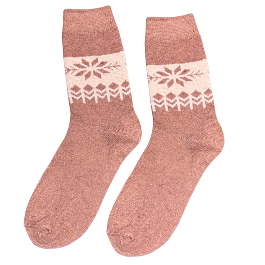 Brown Snowflake Socks