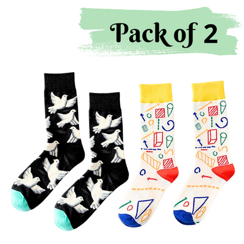 Pigeon & Geometry Socks