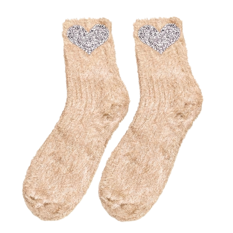 Silver Heart beige Socks