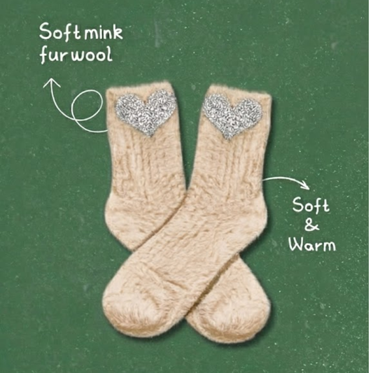 Silver Heart beige Socks