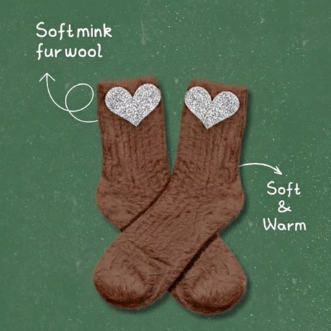 Silver Heart Brown Socks