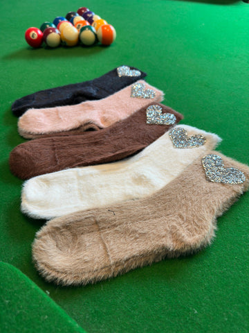 Silver Black Heart Socks